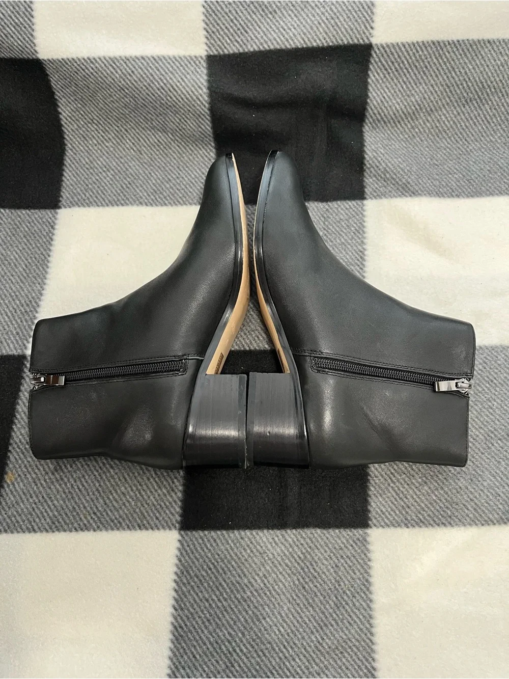J.Crew Soft Leather Black Walker Ankle Boots Block Heel Women’s 7.5